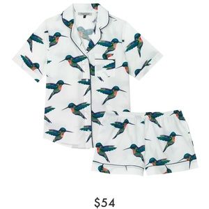 Their Nibs PJ Set, White Hummingbird Size M
